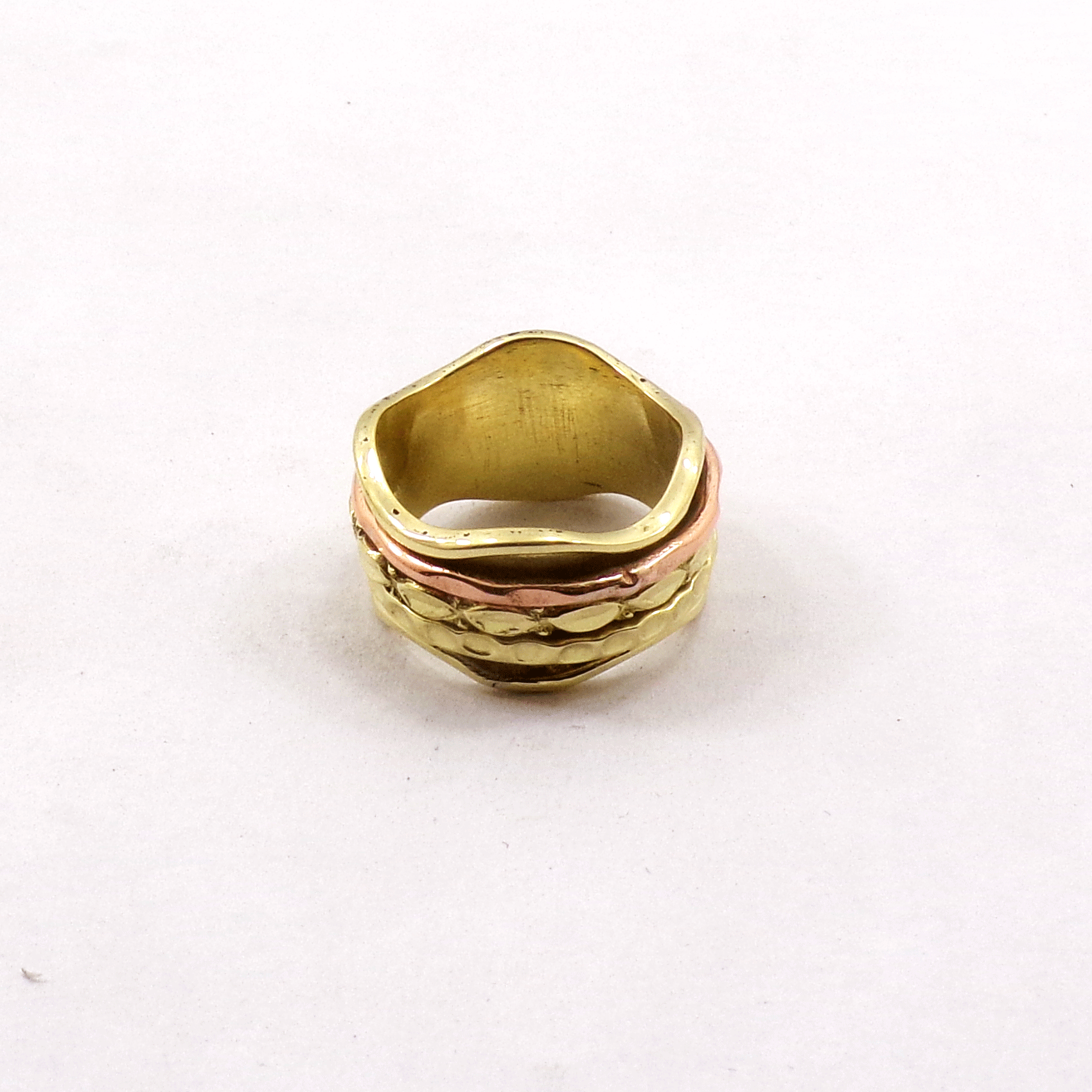 Ring Size - 8 Fashionable Brass Copper Ring R - BSPR999 18K Rose Gold & Yellow Gold Plated Solid Handmade Designer Brass Copper Spinner Ring
